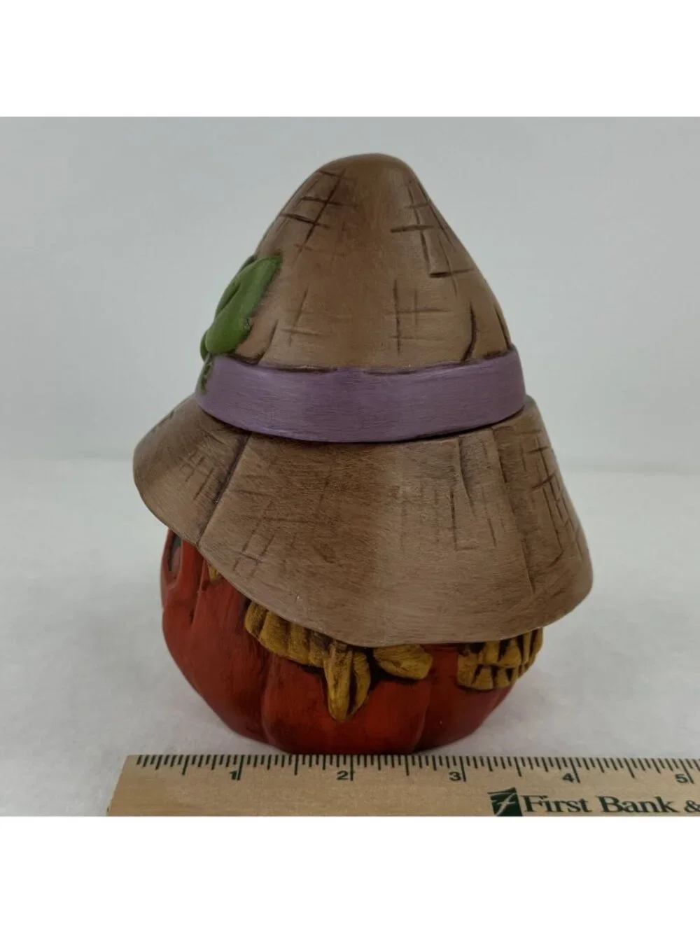 Vtg Hand-Painted Ceramic Pumpkin Jar 5.5